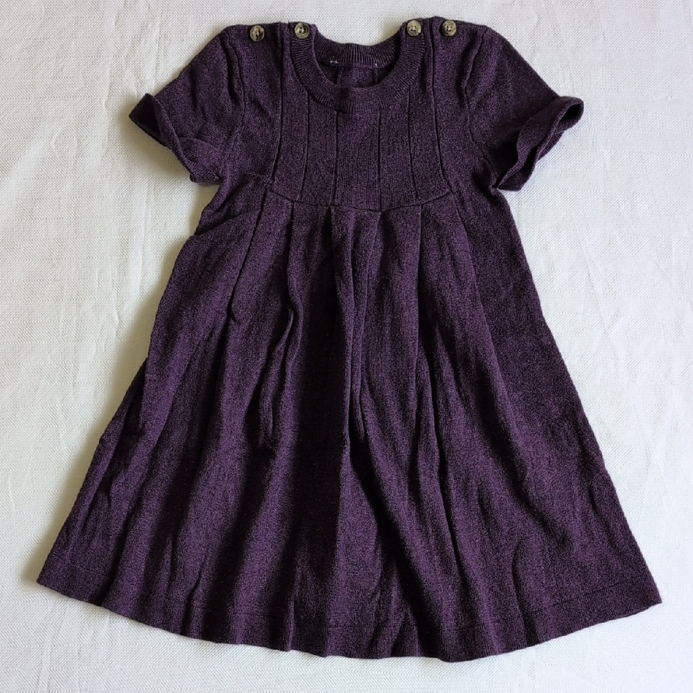 soft fine knit pleated purple sweater dress with rabbit hair 3T toddler girls